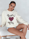Damen Oversize bedrucktes Sweatshirt FEELME beige Dstreet BY1476
