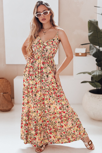 FLORALUSH Maxikleid mit gelben und roten Blumen Dstreet EY2632
