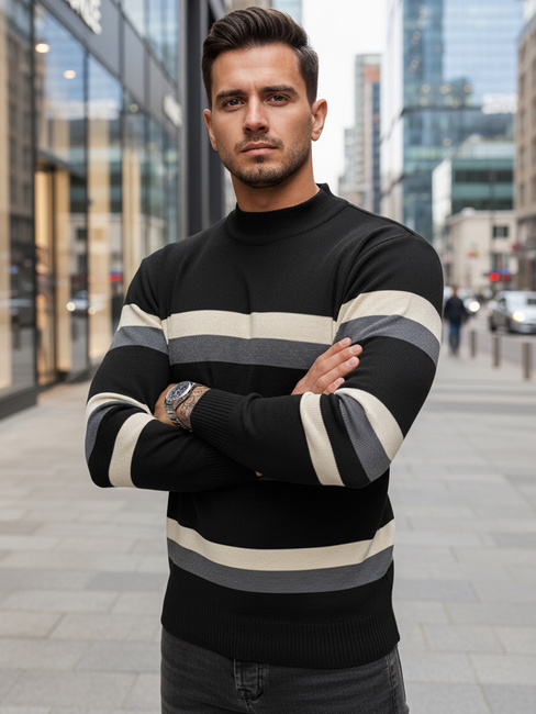 Herren Gestreifte Pullover Farbe Schwarz DSTREET WX2127