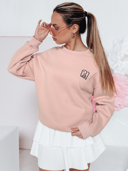 Damen Sweatshirt in Übergröße mit Stickerei SOFTSLON rosa Dstreet BY1432