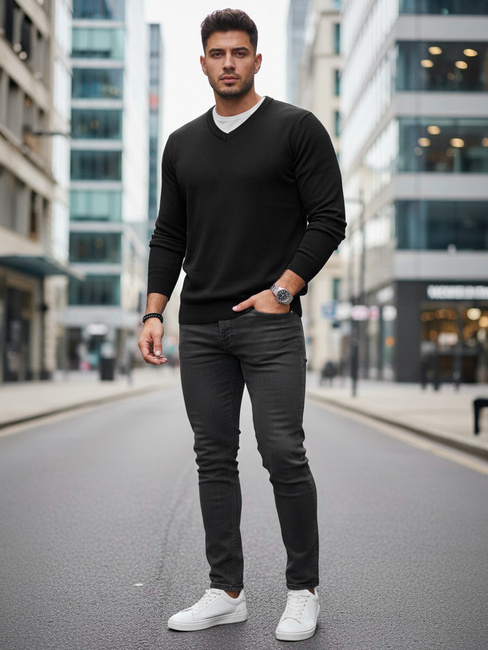 Herren Pullover mit schwarzem V-Ausschnitt Dstreet WX2314