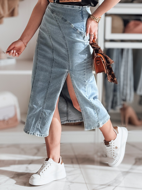 Midirock aus Denim mit Schlitz MORETES blau Dstreet CY0481