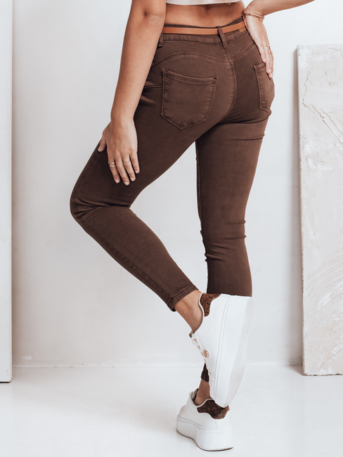 Damen Skinny Hose mit Gürtel VIVASKIN braun Dstreet UY2742