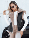 Damen Lederweste mit Schafsfell schwarz Dstreet TY5251