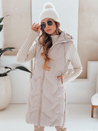 Lange Steppweste für Damen mit Kapuze beige Dstreet TY5099