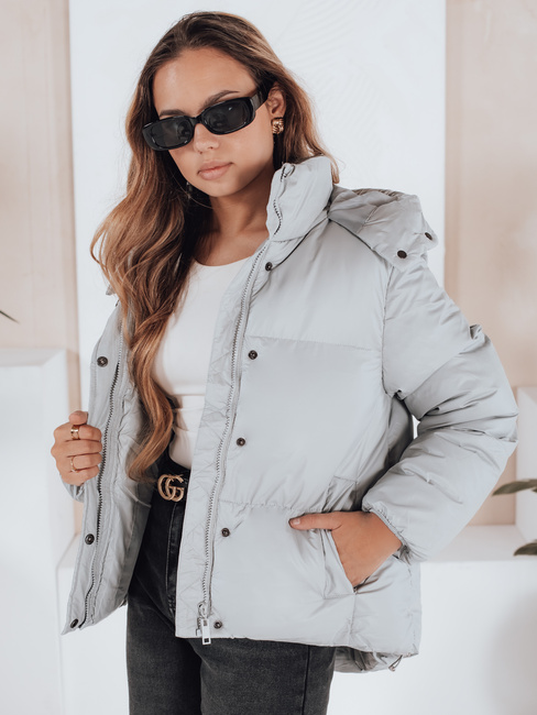 Damen Übergangslederjacke COLLAR grau Dstreet TY5190