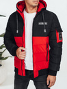 Herren Winterjacke mit Kapuze schwarz und rot Dstreet TX5052