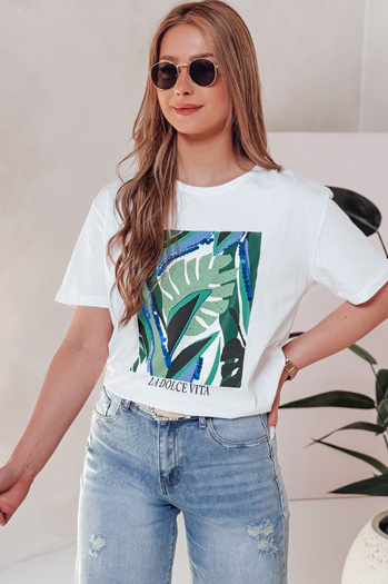 MUYUMBA Damen bedrucktes T-Shirt weiß Dstreet RY2620