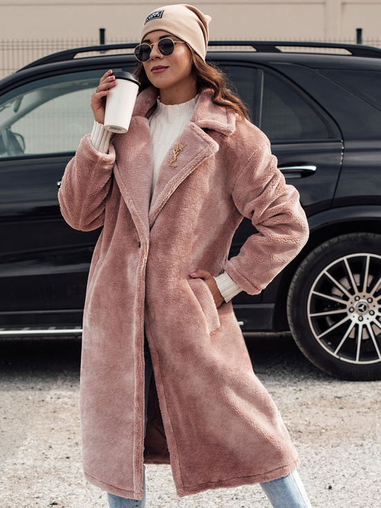 Damen Wintermantel GLAMFUR langer Pelz rosa Dstreet TY4700