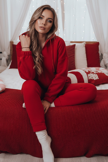 Damen Trainingsanzug Set AMILIA PREMIUM rot Dstreet AY1114