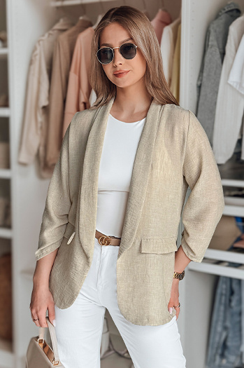 Damen Jacke in Übergröße SOFT LOVE hellbraun Dstreet PY0133