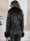 Damen Winter Lederjacke mit Kunstpelz schwarz Dstreet TY5212