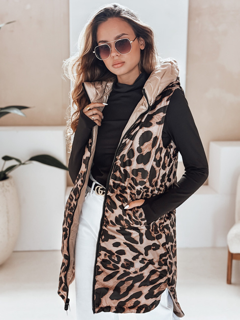 Beidseitige Kapuzenweste für Damen in camel Dstreet TY5095