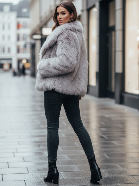 Kurzer grauer Damen-Pelzmantel ZARAFIA Dstreet TY5116z