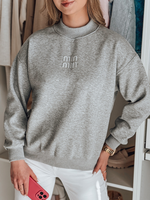 Damen Sweatshirt in Übergröße mit LOVASON Aufnäher grau Dstreet BY1419