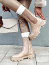 Damen TRUESTEP lange Stiefel mit dicker Sohle beige Dstreet ZY0533