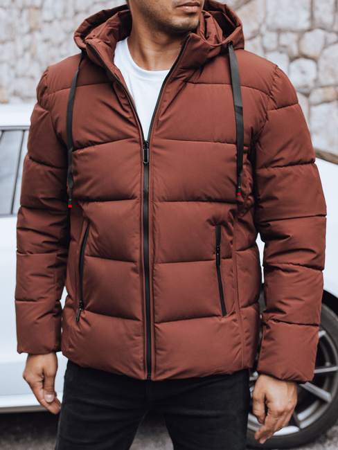 Herren Steppwinterjacke mit Kapuze ziegelgrau Dstreet TX5062