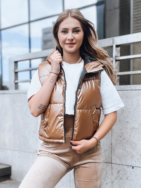 Damen Steppweste ASHE Farbe Dunkelbeige DSTREET TY3778