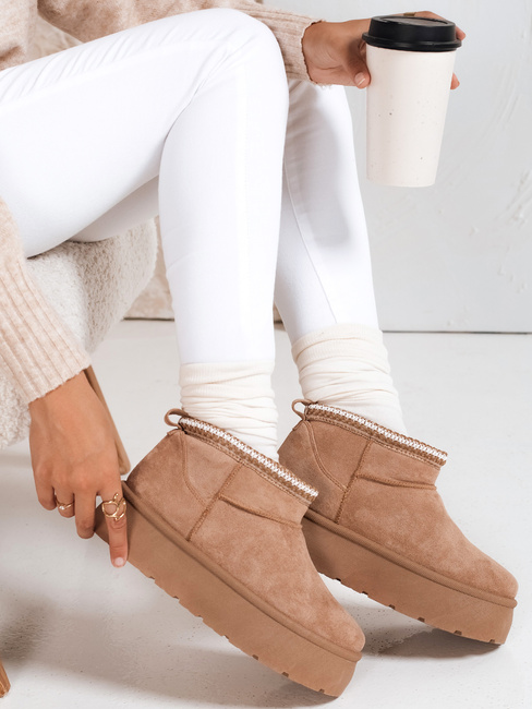 Damen Plateau-Schneestiefel beige Dstreet ZY1054