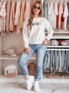 Damen Sweatshirt in Übergröße mit Stickerei SOFTRUS ecru Dstreet BY1411