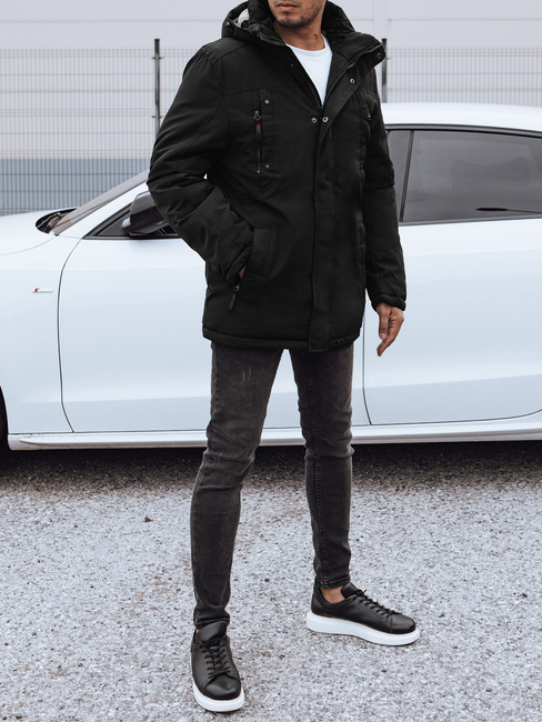 Herren Winterjacke mit Kapuze schwarz Dstreet TX4823