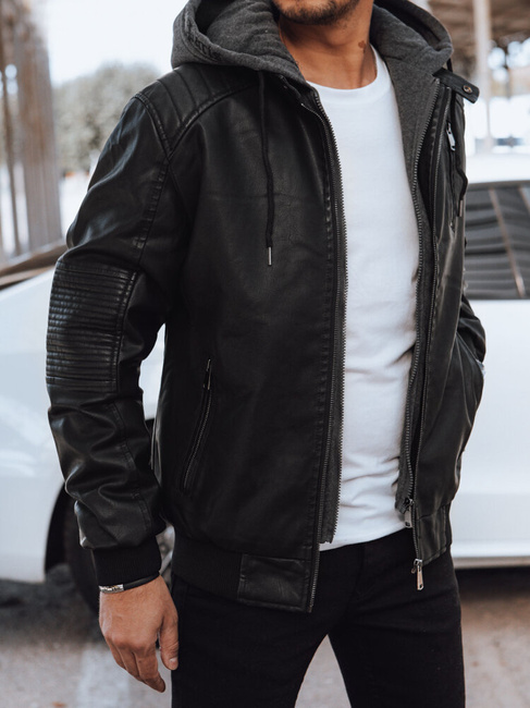 Herren Kunstlederjacke Farbe Schwarz DSTREET TX4538