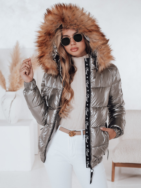 Damen Winterjacke mit Kapuze MELANI dunkelgrau Dstreet TY4486