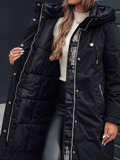 Damen Winterjacke ELEGANTI lang mit Kapuze schwarz Dstreet TY4658_3