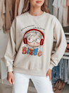 Damen Sweatshirt in Übergröße bedruckt LALA VIBE beige Dstreet BY1506