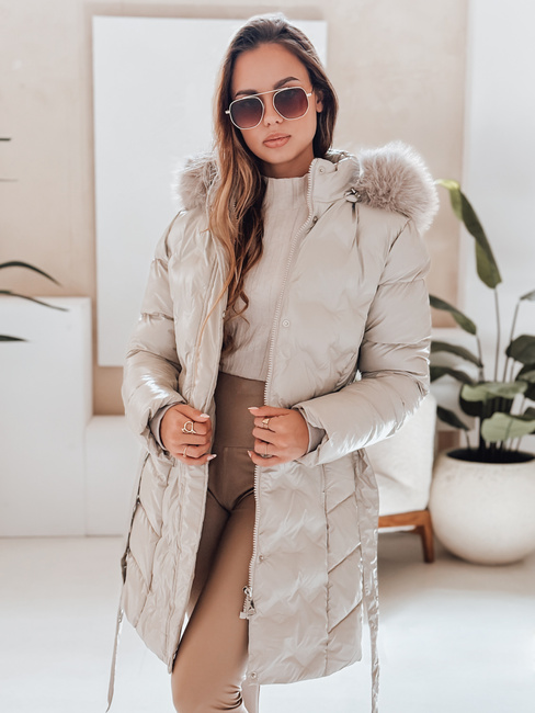 Damen Winterjacke CASSERIE gesteppt mit Kapuze hellbeige Dstreet TY4926