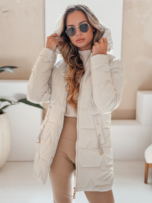 Damen Steppwinterjacke mit Kapuze hellgrau Dstreet TY5092