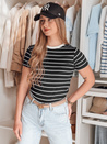 Damen Basic gestreiftes T-Shirt LINESS schwarz Dstreet RY2817