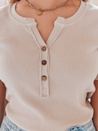 Damen Einheitsgröße gerippte Bluse KISS LOOK beige Dstreet RY2834