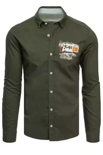 Herren Langarm Hemd Farbe Khaki DSTREET DX2279