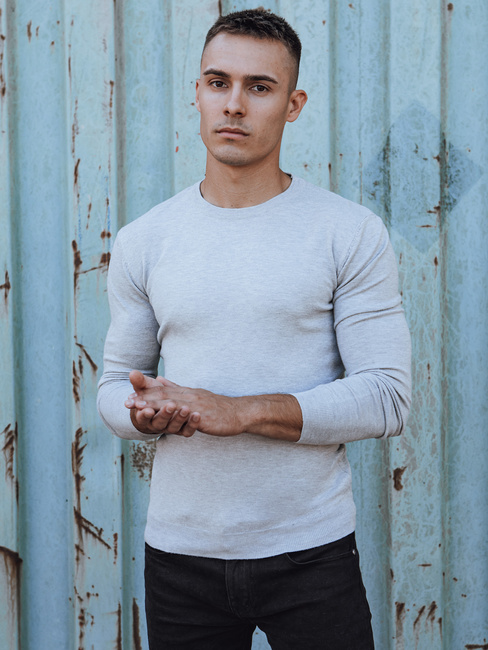 Klassischer Herren-Pullover hellgrau Dstreet WX2212