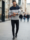 Grauer gestreifter Pullover für Männer Dstreet WX2230