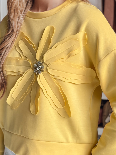Damen Sweatshirt in Übergröße mit PETITKA Blume gelb Dstreet BY1390