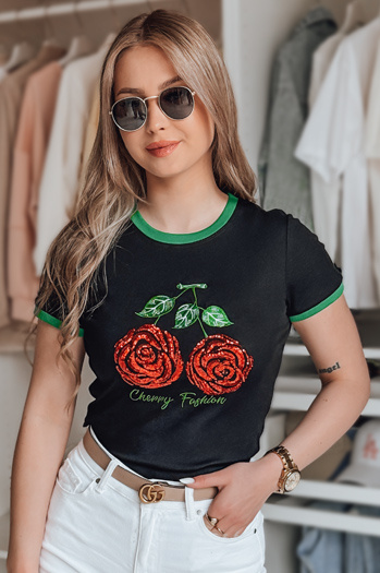 Damen Pailletten-T-Shirt ROSAWIS schwarz Dstreet RY2846