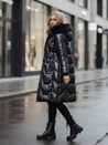 Damen Winterjacke ELECIO lang gesteppt mit Kapuze schwarz Dstreet TY5178z
