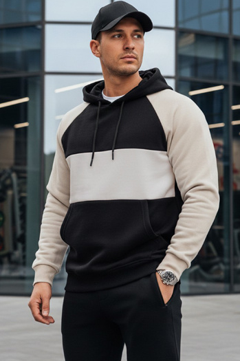 Herren-Kapuzenpulli mit Asche und schwarzen Streifen Dstreet BX5898