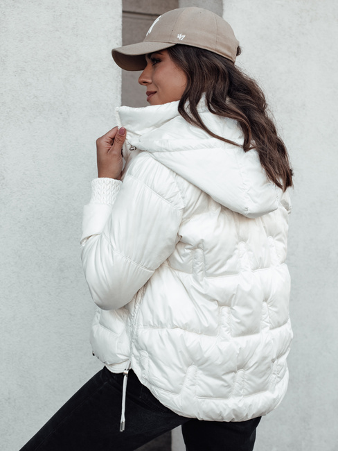 Damen FASHWARM kurze Steppjacke mit Kapuze weiß Dstreet TY4637