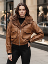 Damen Lederjacke mit Fell SOFTREBEL braun Dstreet TY4761z