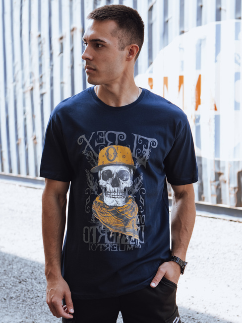 Herren T-shirt mit Aufdruck Farbe Dunkelblau DSTREET RX5618