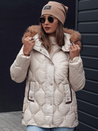 Damen Winterjacke LUMORE gesteppt mit Kapuze hellbeige Dstreet TY4724
