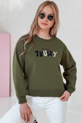 Damen Sweatshirt in Übergröße mit Stickerei SOFTRUS grün Dstreet BY1409