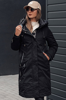 Damen Winterjacke ELEGANTI lang mit Kapuze schwarz Dstreet TY4658