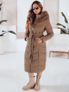 Damen Winter lange Steppjacke mit Pelz camel Dstreet TY5086