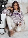 AURORA Damen Pullover gestreift ecru-violett Dstreet MY2076