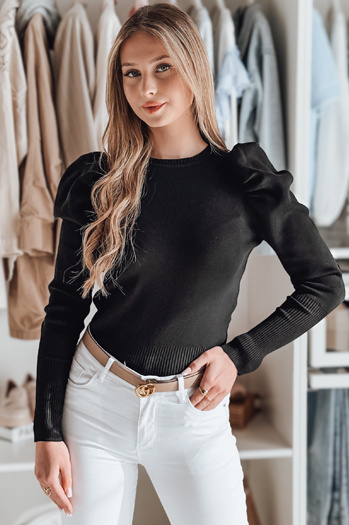 Damen Einheitsgröße Pullover mit Büffeln ELENORI schwarz Dstreet MY2465