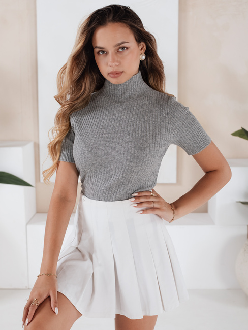 Kurzarm-Pullover mit Rippenstruktur GIRLGLORY grau Dstreet MY2551